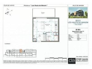 Manom  Résidence les Haut de Manom  Appartement studio au Rdc  145 000€