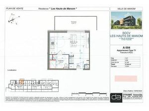 Manom  Résidence les Haut de Manom  Appartement studio au Rdc  145 000€