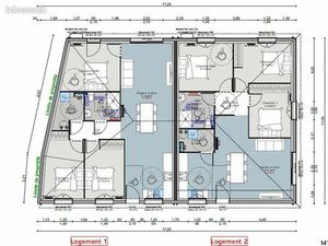 Terrain - Permis accepté 2 maisons T4