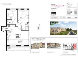 Appartement 3 pièces 66 m²