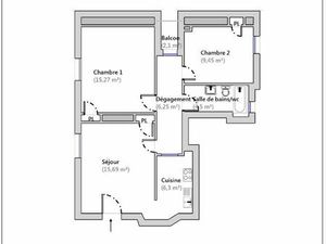 3 pièces Centre ville Menton – 60m² Belle Hauteur sous plafonds + Belle cave - F3 ATYPIQUE