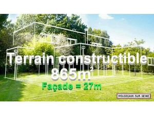 Très beau terrain constructible 865 m2 avec 27m de façade.