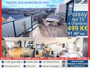 Vente appartement 5 pièces 92 m² à Poissy (78300)  499 000 €