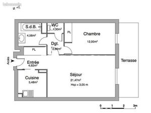 Appartement 2 pièces 52 m²