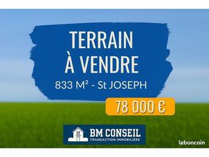 Terrain 833 m² Saint-Joseph