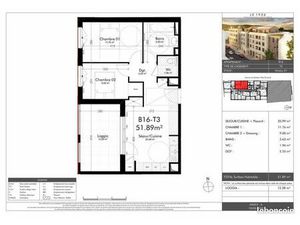 Appartement 2 pièces 51 m²