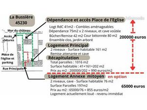 2 logements de 161m2 et 41m2 et dépendances - en option  1 logement de 76m2