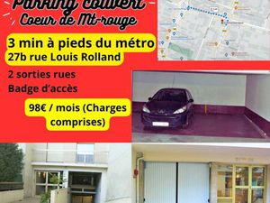Parking sécurisé couvert (à 3 min à pieds de la station Mairie de Mont-Rouge)