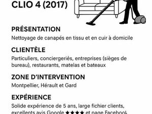 Micro-entreprise nettoyage canapé + véhicule société
