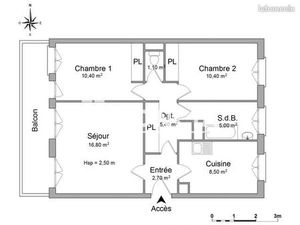 Appartement 3 pièces 60 m²