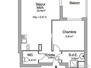 Appartement 2 pièces 42 m²