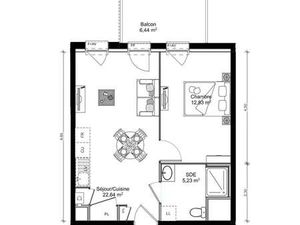 Location Appartement 2 pièces à Chartres-de-Bretagne (35131) : à louer 2 pièces / 40m² Cha