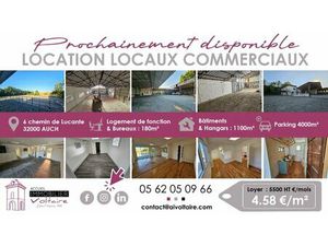 À louer – Ensemble immobilier professionnel exceptionnel – 6 chemin de Lucante  32000 Auch