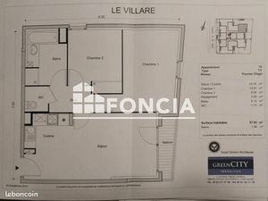 Appartement 3 pièces 57 m²