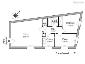 Studio 1 pièce 49 m²