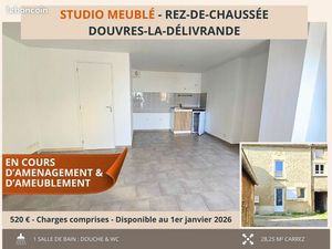Studio meublé rénové 28 m² – disponible 1er janvier – Douvres-la-Délivrande