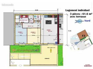Appartement 3 pièces 62 m²