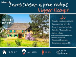 ? Grande maison + 4 282 m² de terrain – Viager sans rente – Rare à Jebsheim (15 min Colmar