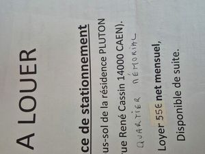 Place de stationnement en sous sol de residence