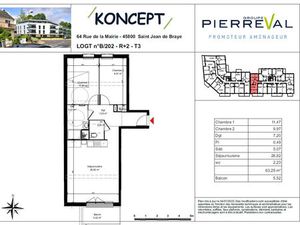 B202 - Appartement neuf Saint Jean De Braye 3 pièce(s) 63.25m²