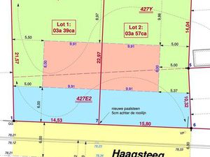 Genk  Haagsteeg lot 1: uitstekend gelegen bouwgrond van 3a 39 ca voor halfopen bebouwing.