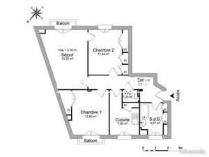 Appartement 3 pièces 58 m²