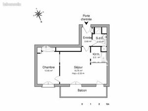 Appartement 2 pièces 38 m²