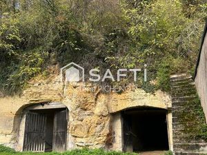 Ensemble troglodyte rare avec deux caves et terrain arboré dominant.