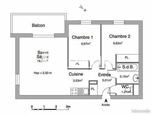 Appartement 3 pièces 51 m²
