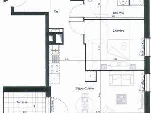 T2 meublé avec place de parking - Arenc 13003