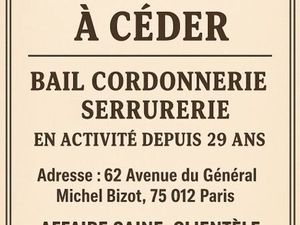 Vente Bail commercial cordonnerie