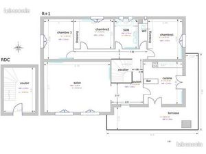 Appartement T4 130 m² avec terrasse 30 m² et jardin 80 m²