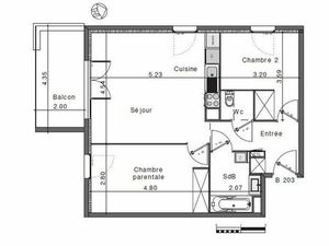 Appartement 3 pièces 59 m²