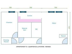 Location Appartement 2 pièces à Rennes Poterie (35000) : à louer 2 pièces / 53m² Rennes Po