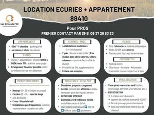 Location écuries avec appartement de fonction