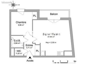 Appartement 2 pièces 41 m²