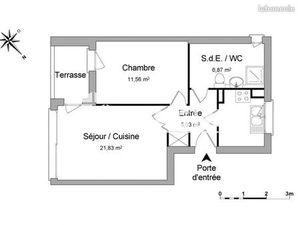 Appartement 2 pièces 45 m²