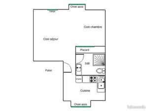 Rive droite  charmant T1Bis traversant à 10 minutes à pieds du Centre