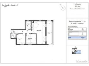 Appartement 3 pièces 66 m²