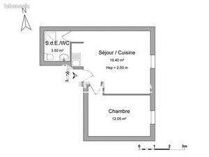 Appartement 2 pièces 34 m²