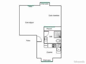 Rive droite  charmant T1Bis traversant à 10 minutes à pieds du Centre