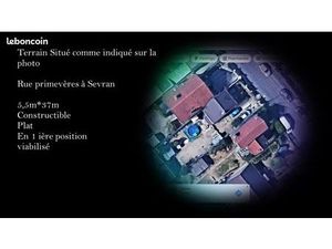 Terrain constructible 192 m² – 1ère position – Rue des Primevères – Sevran