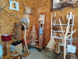 Liquidation stock boutique de décoration tables basses racines souches troncs lampadaires 