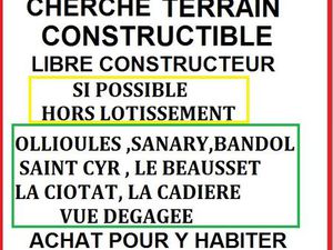 Particulier cherche terrain 1000m2 secteur ollioules et alentours