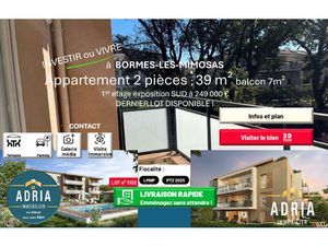 2 pièces ; 39 m² balcon 7m² 1er étage exposition SUD