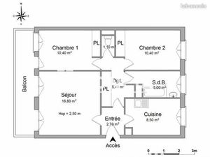 Appartement 3 pièces 60 m²