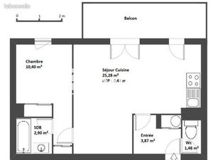 Appartement 2 pièces 43 m²