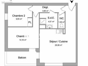 Appartement 3 pièces 60 m²