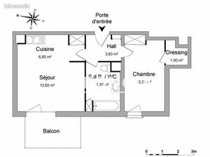 Appartement 2 pièces 44 m²