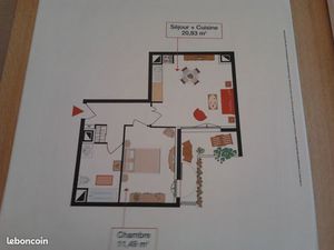 Charmant F2 lumineux et bien agencé